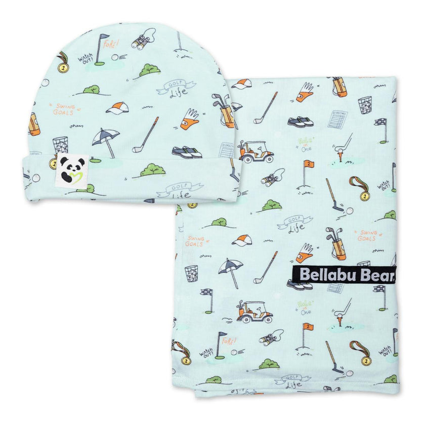 Golf Bamboo Swaddle & Beanie Set