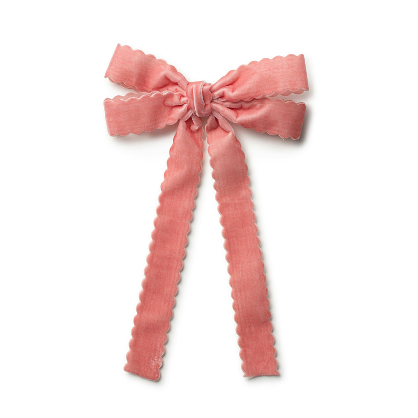 Halo Luxe Opaline Velvet Scalloped Long Tail Clip - Pink