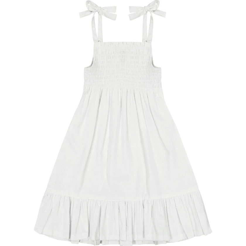 India Shoulder Tie Sundress, White