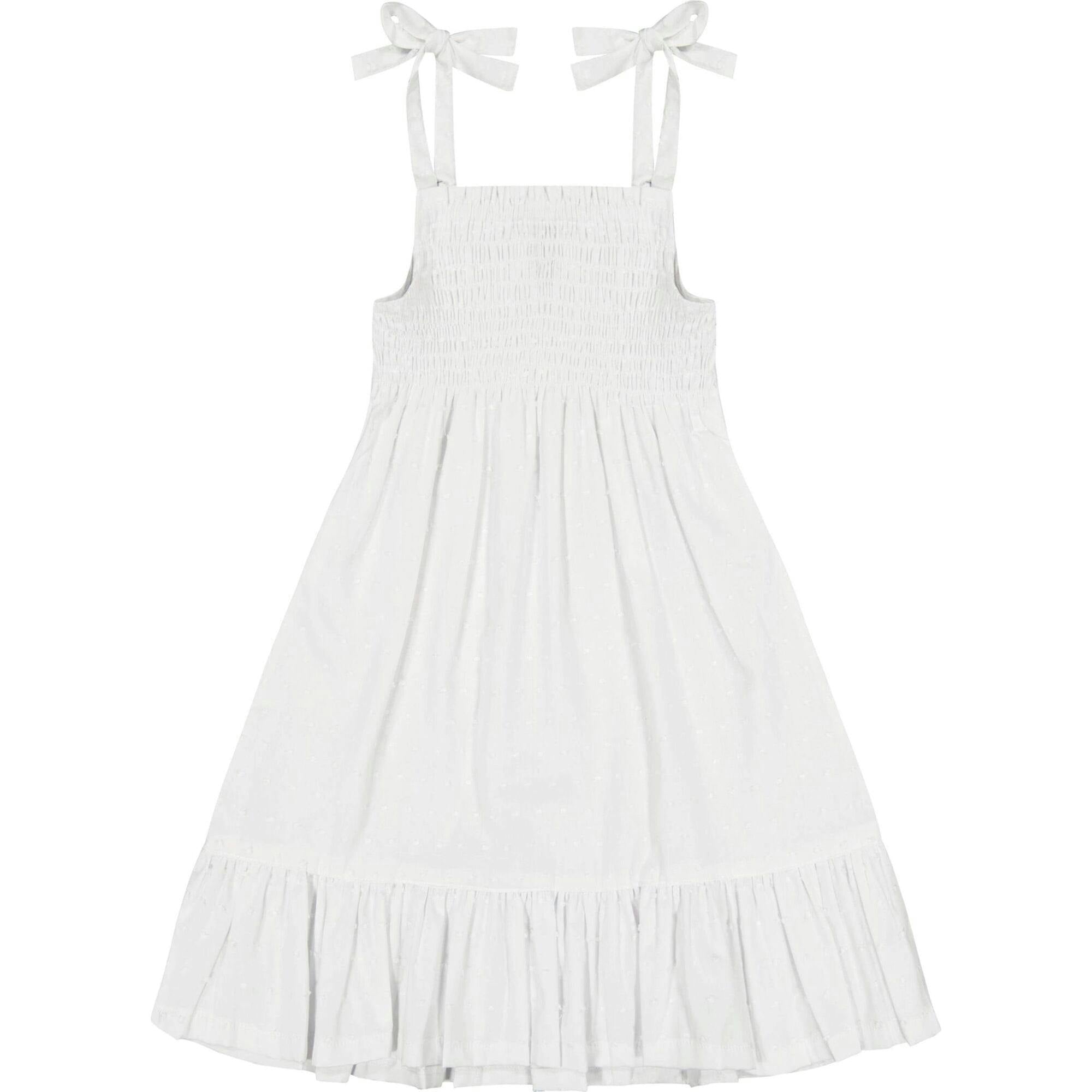 India Shoulder Tie Sundress, White