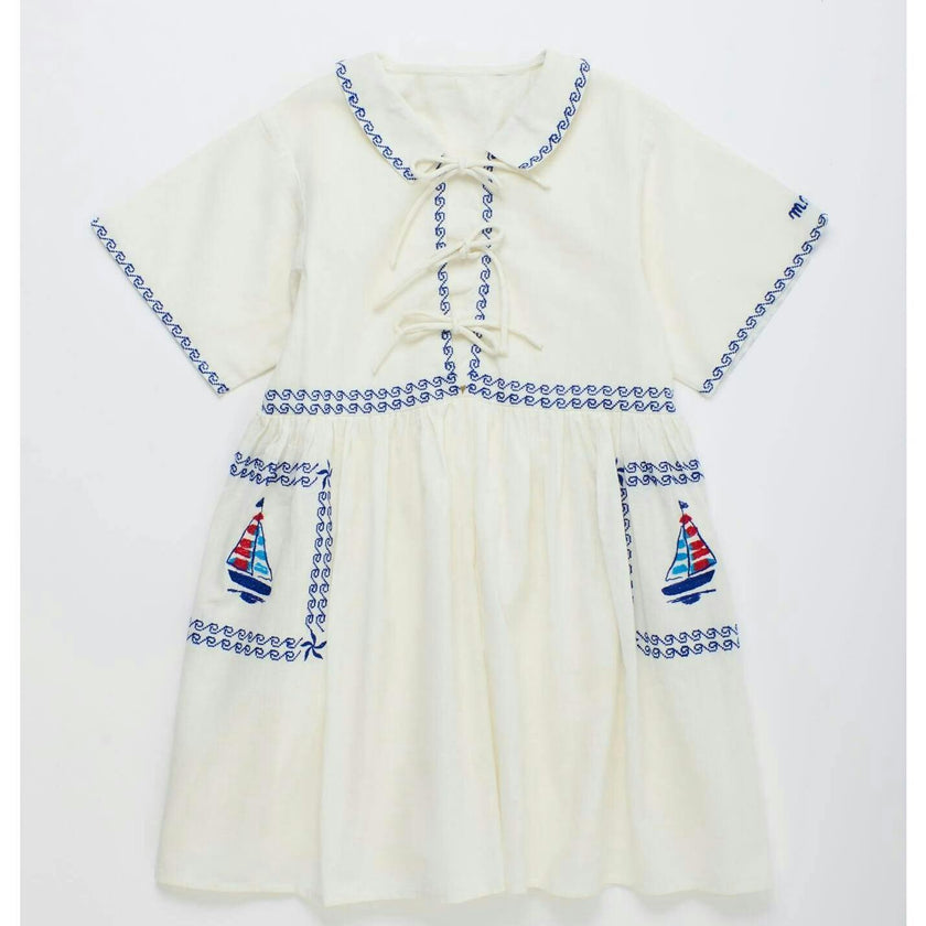 BARCOS EMBROIDERED DRESS BLUE