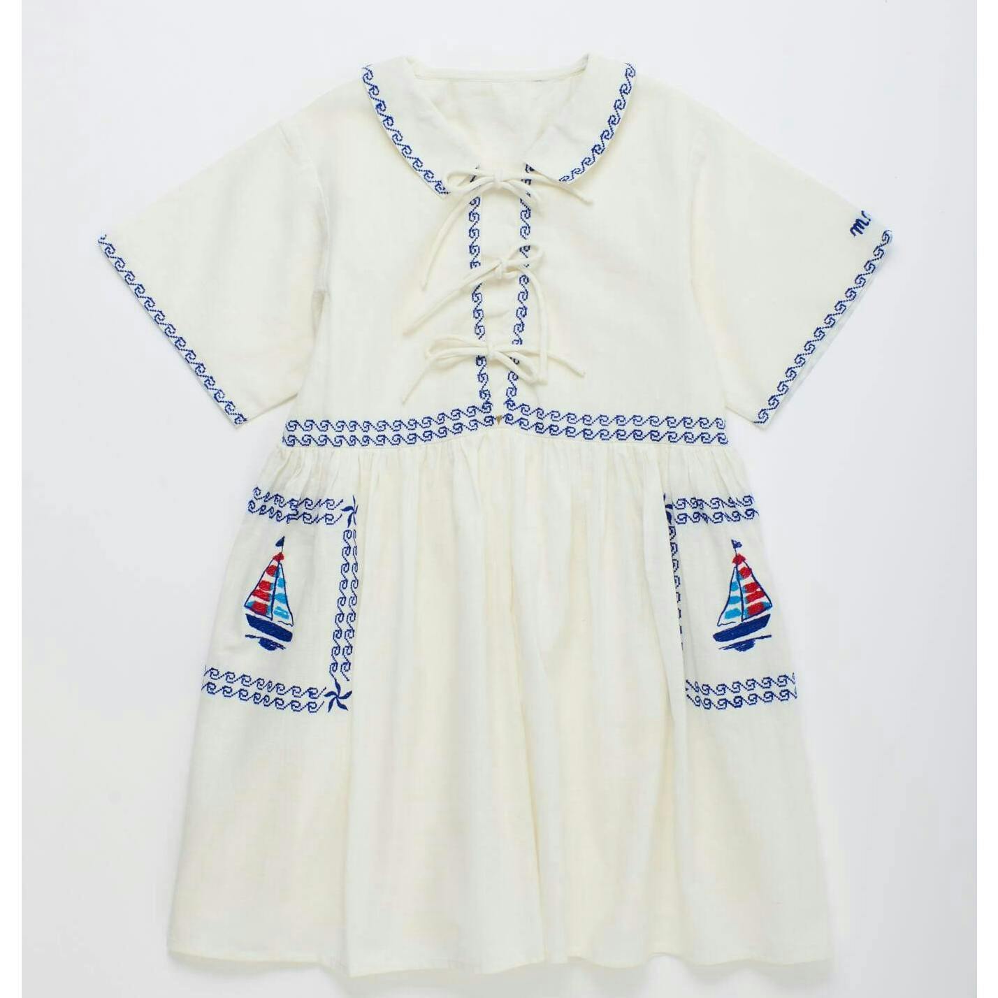 BARCOS EMBROIDERED DRESS BLUE