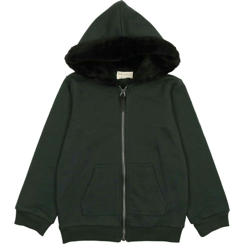 Couture Contrast Zip-Up with Fur Lined Hood Dress