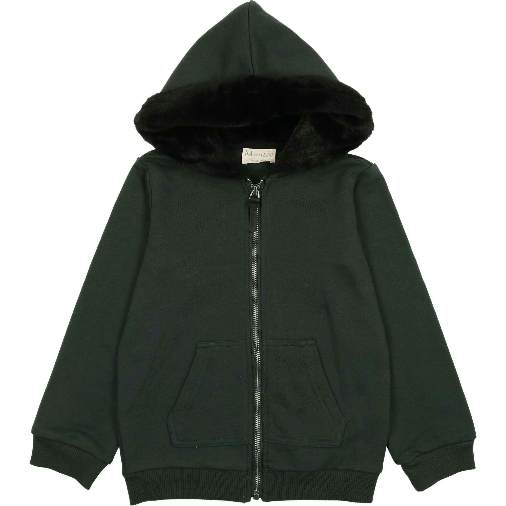 Couture Contrast Zip-Up with Fur Lined Hood Dress