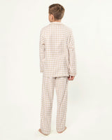 Kid's Twill Pajama Set in Camel Gingham
