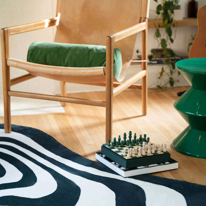 Black and White Vertigo Irregular Area Rug