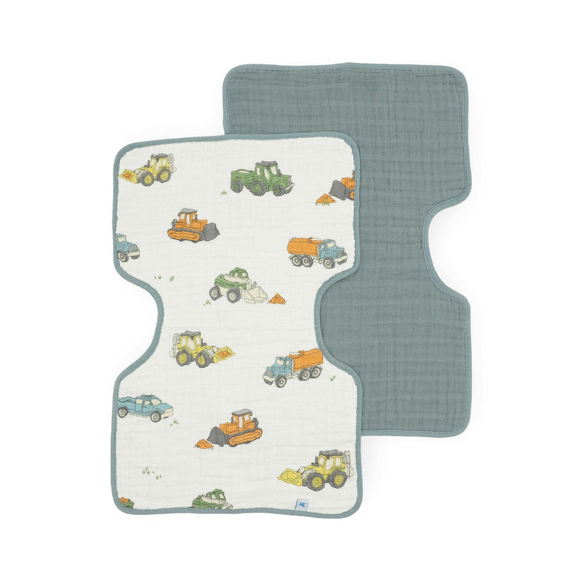 Cotton Muslin Burp Cloth 2 Pack - Work Trucks