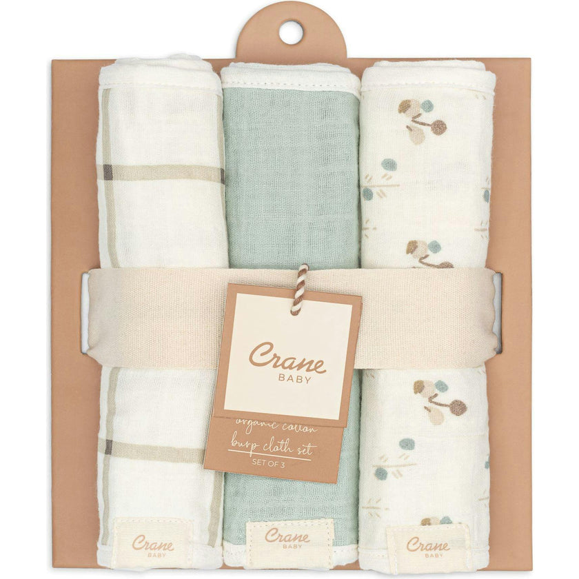 Organic Cotton 3-Piece Poppy Burp Cloth Set