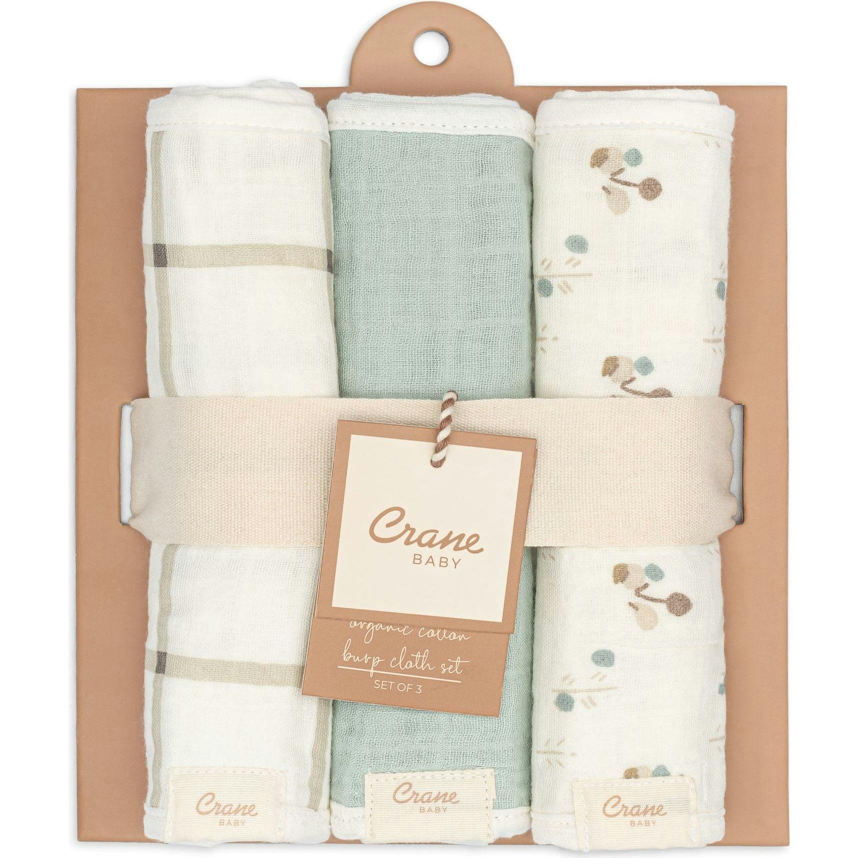 Organic Cotton 3-Piece Poppy Burp Cloth Set