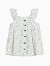 Maisy Muslin Ruffle Strap Dress - Rosebay Floral / Coconut + Sea
