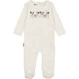 Boys Winter Garden Embroidered Long Sleeve Long Sleeve Footie, Cream