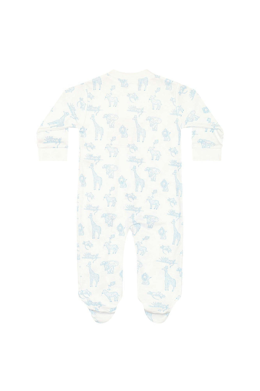 Blue Safari Zipper Footie