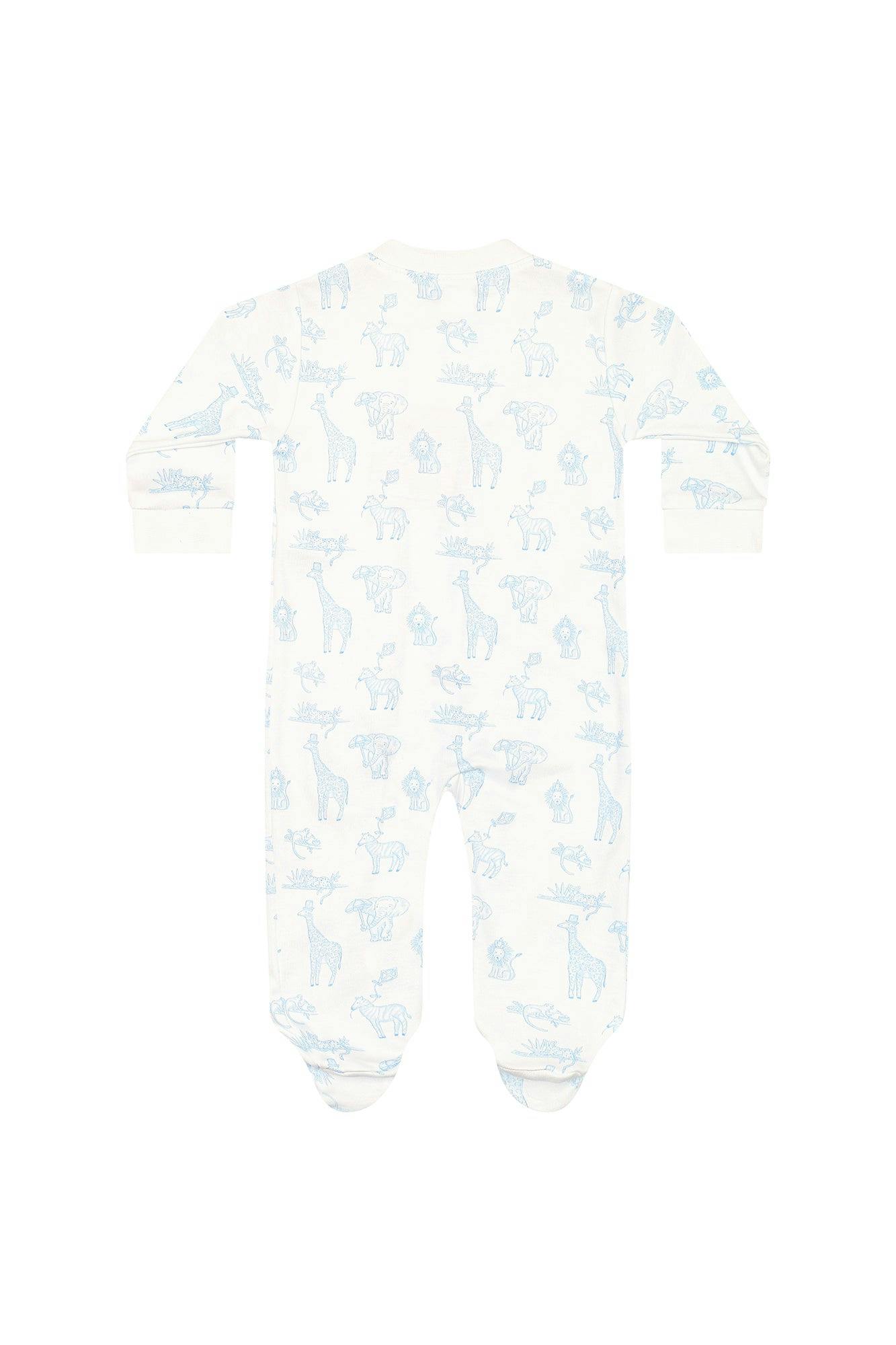 Blue Safari Zipper Footie