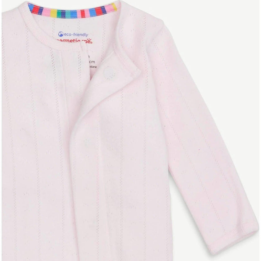 Love Lines Pink Organic Cotton Pointelle Magnetic Footie
