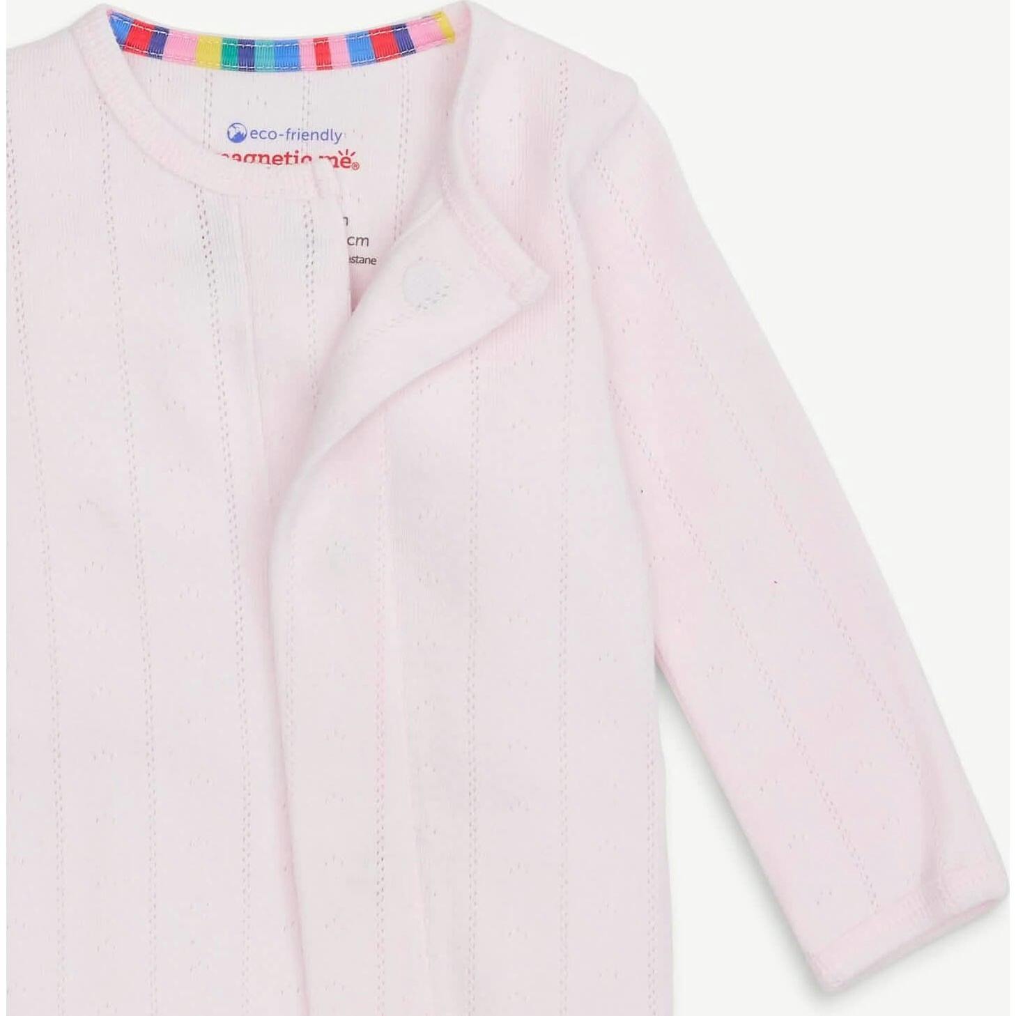 Love Lines Pink Organic Cotton Pointelle Magnetic Footie