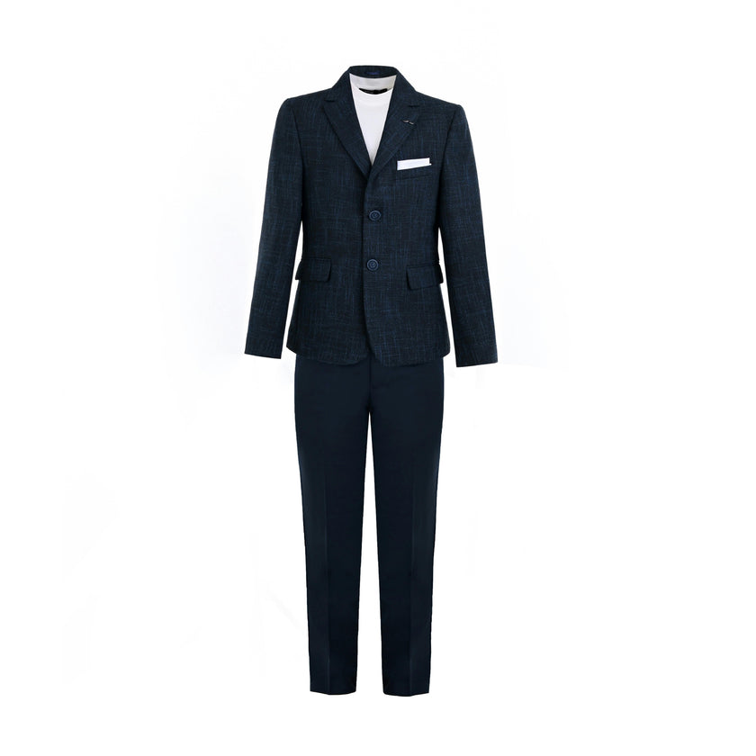 Blue Benjamin Textured Pattern Blazer Suit Set