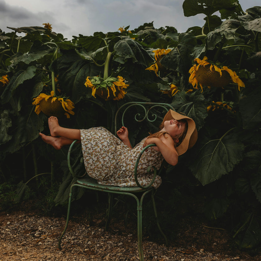 Hikari Pintuck Dress| Mustard Sage Blossom