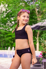 Fay Crinkle Tankini Two Piece Swimsuit - Black