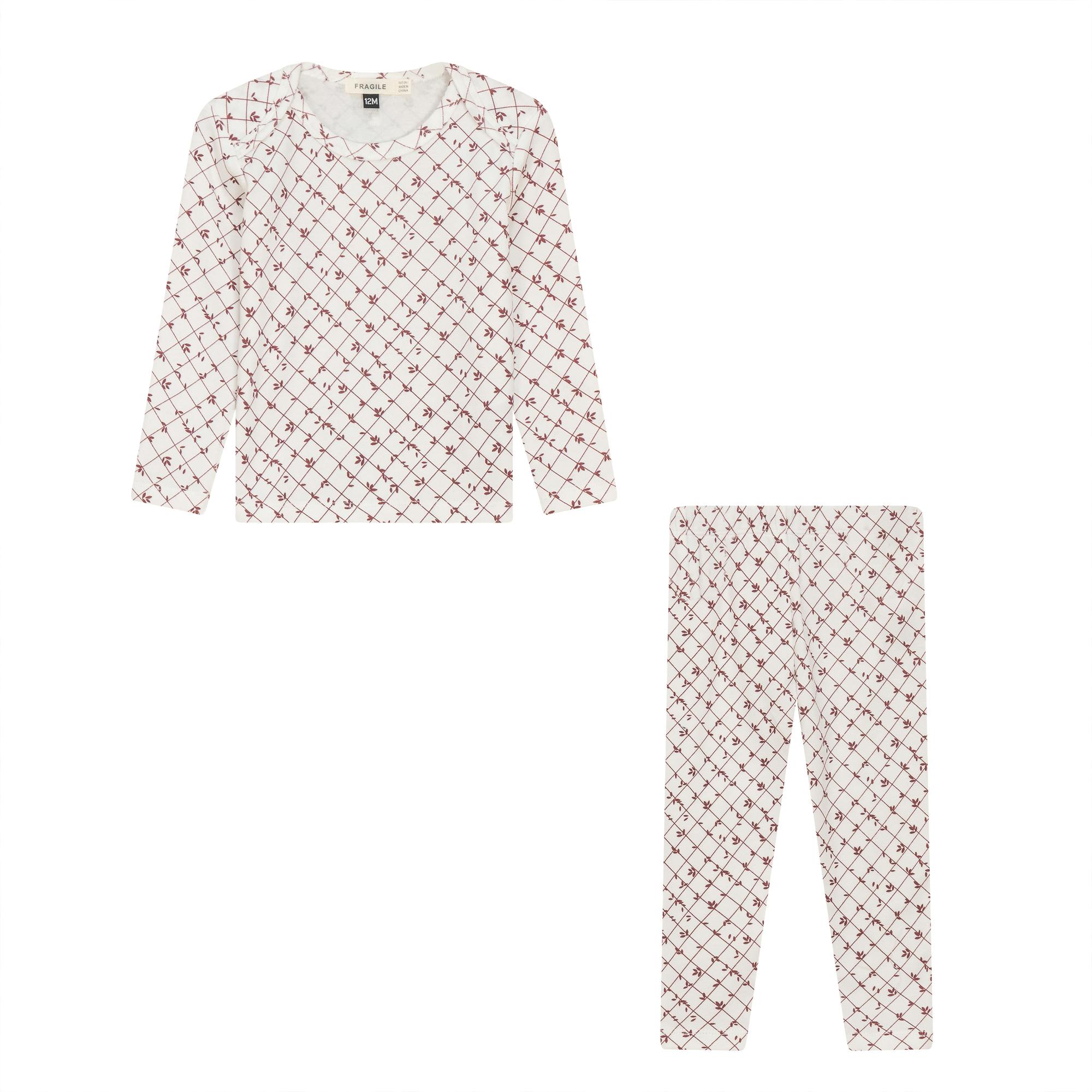 Printed Ribbed Elastic Waist Top and Pants Two Piece Set