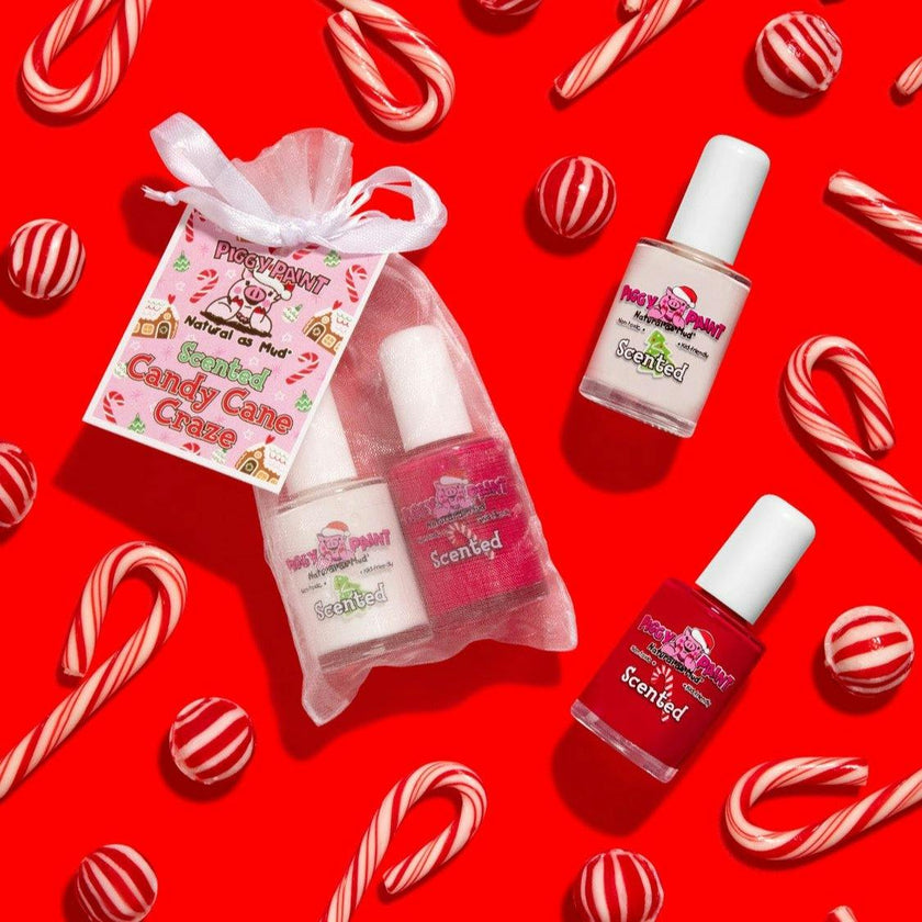 Scented Candy Cane Craze Gift Set - Kids Non-toxic Nail Polish