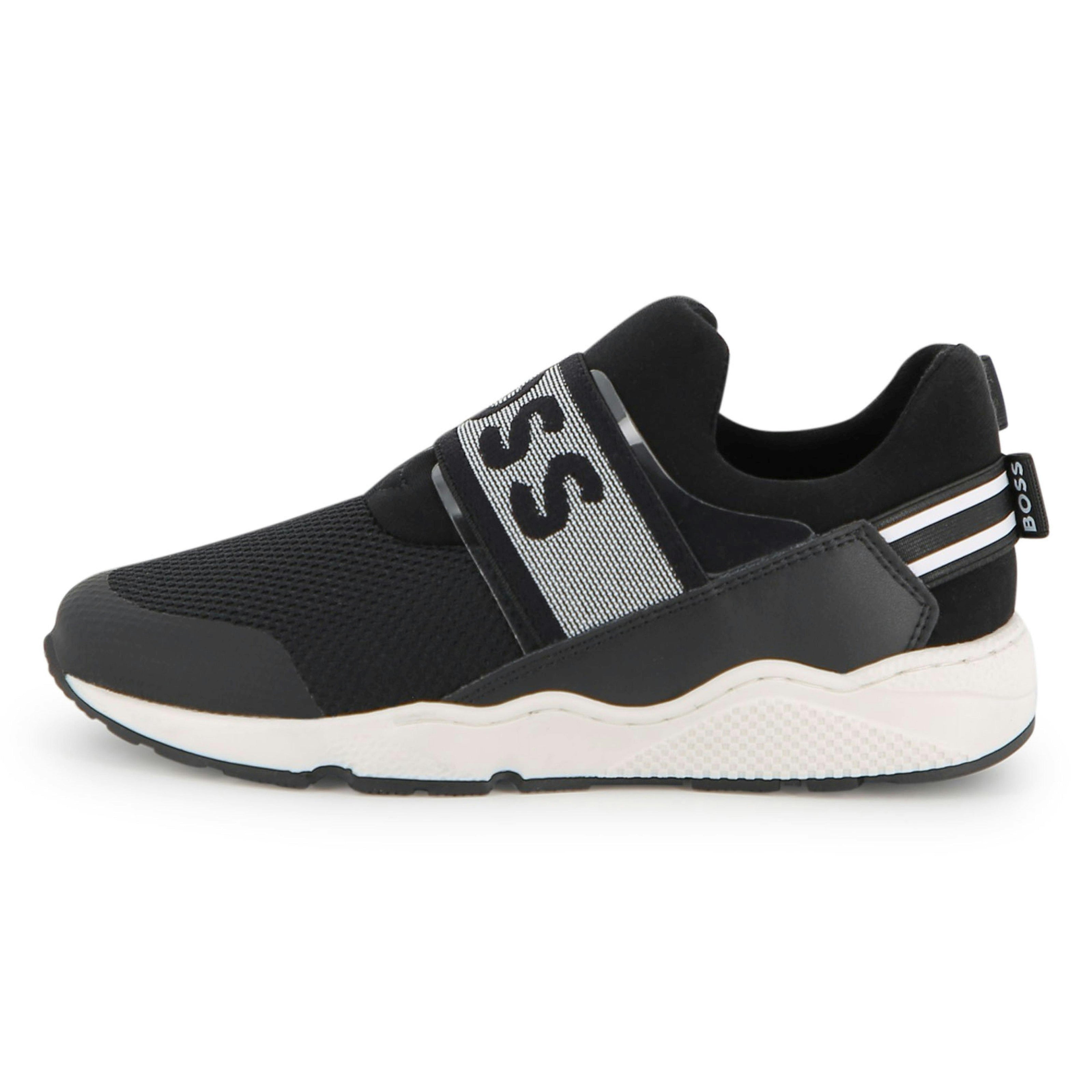 Black Logo Strap Slip-On Sneakers