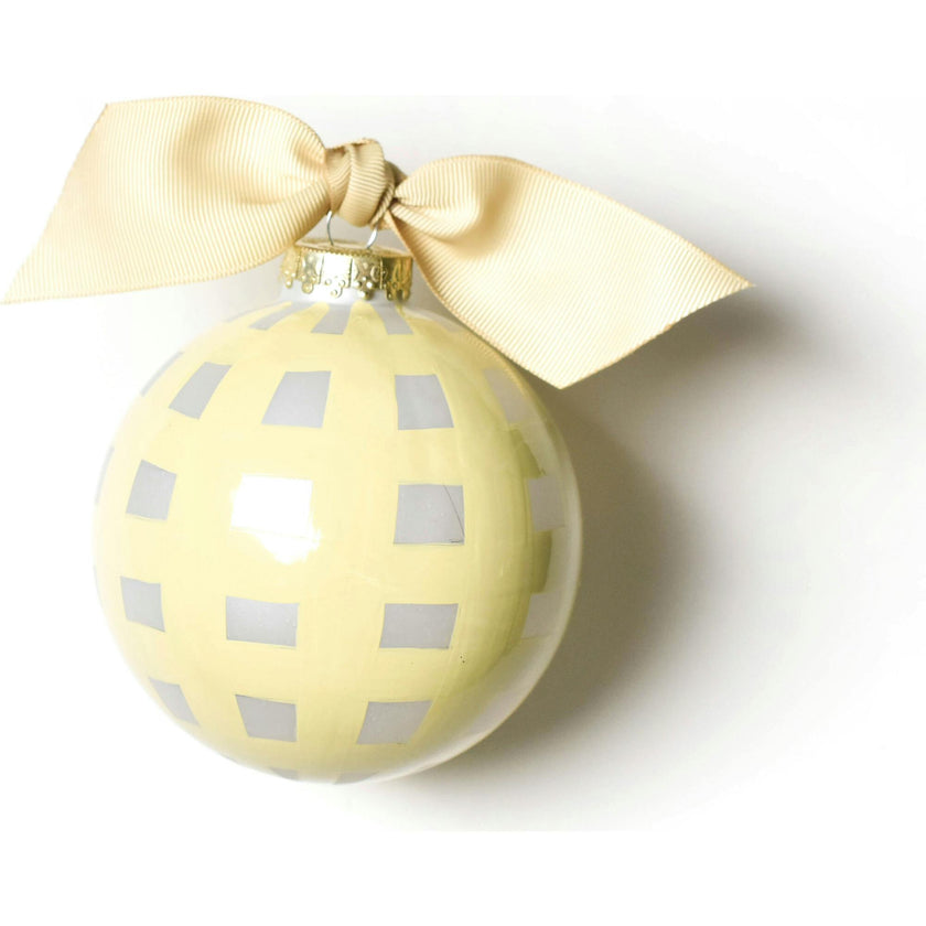 Welcome Sweet Baby Gingham Glass Ornament