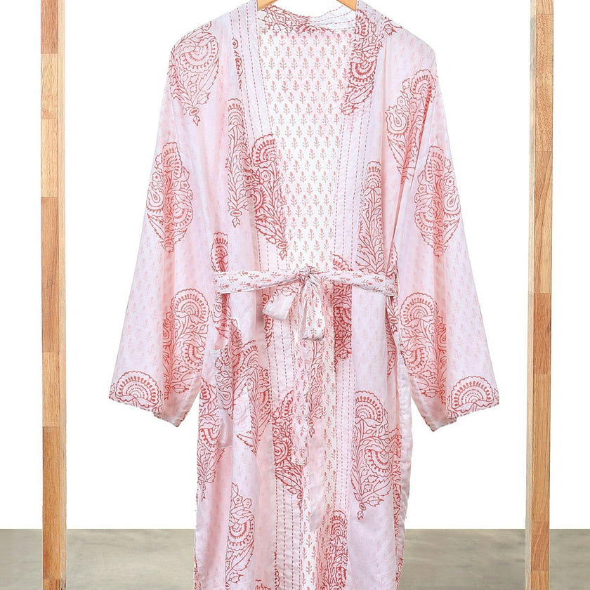 Block-Printed Cotton Women'S Robe