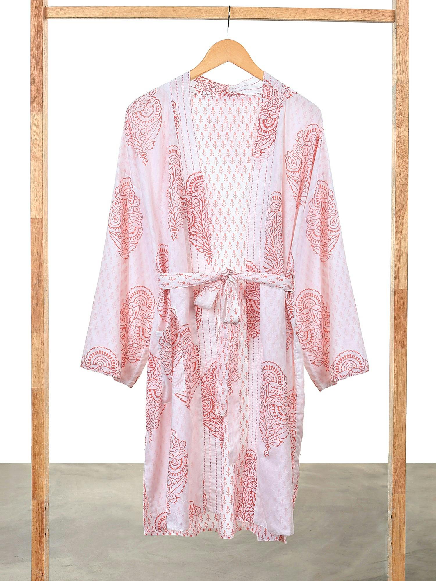 Block-Printed Cotton Women'S Robe