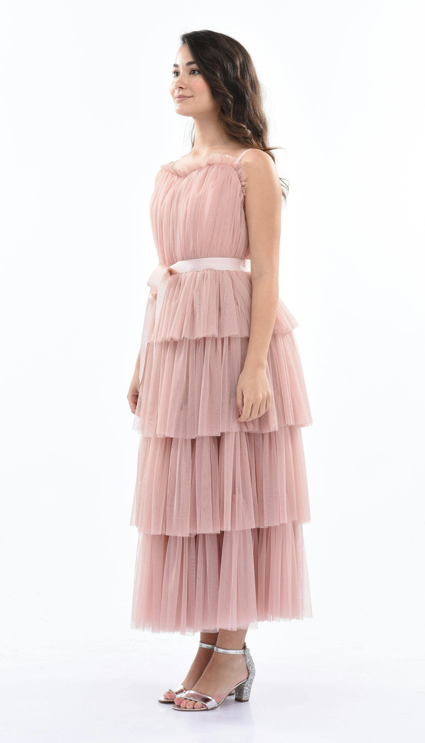 Pink Blush Firenze Tiered Ribbon Dress