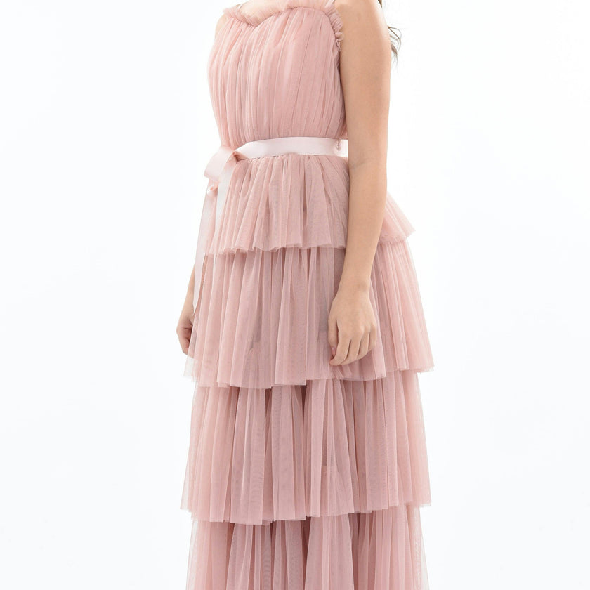 Pink Blush Firenze Tiered Ribbon Dress