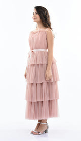 Pink Blush Firenze Tiered Ribbon Dress