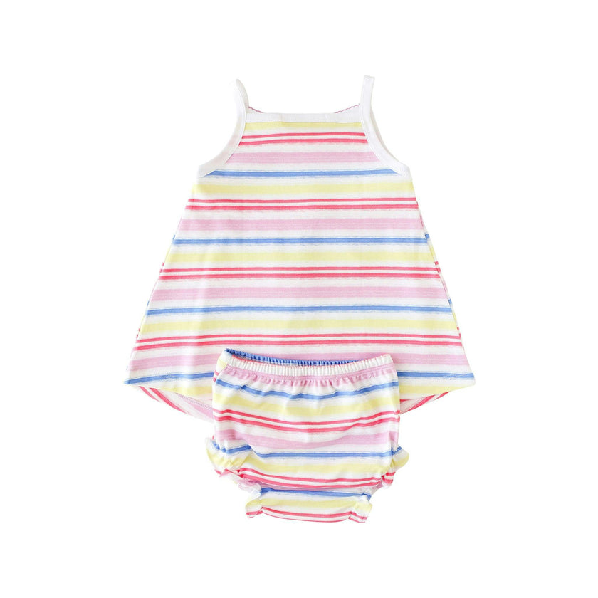 Rainbow Stripe Smocked Tank Dress