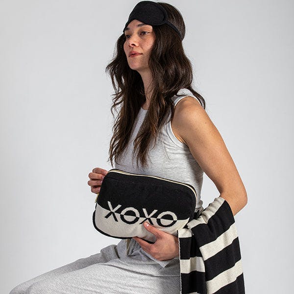 Xoxo Reversible Stripes Blanket Travel Set