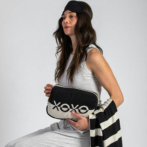 Xoxo Reversible Stripes Blanket Travel Set