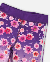 Athletic Leggings In Recycled Polyester Mauve Floral Gradient