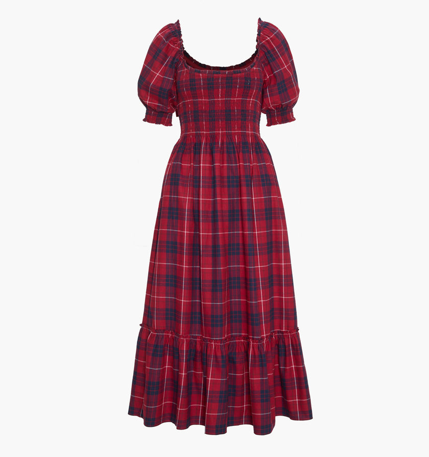 The Louisa Nap Dress - Cherry Tartan