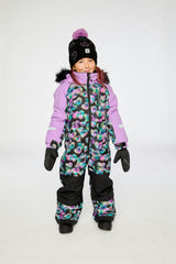 Kids One Piece Play Snowsuit Black Heart Print