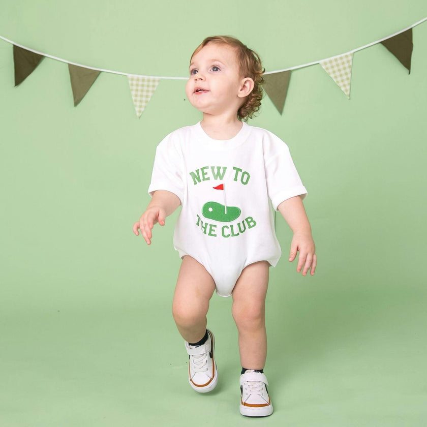 New To The Club Patch Short Sleeve Romper - White