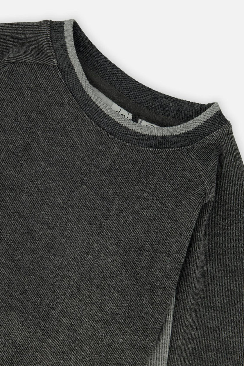 Flat Back Rib Sweatshirt Grey