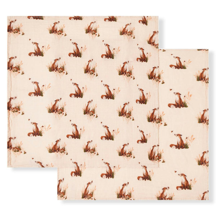 Floral Organic Cotton Muslin Two-Piece Burp Cloth Set