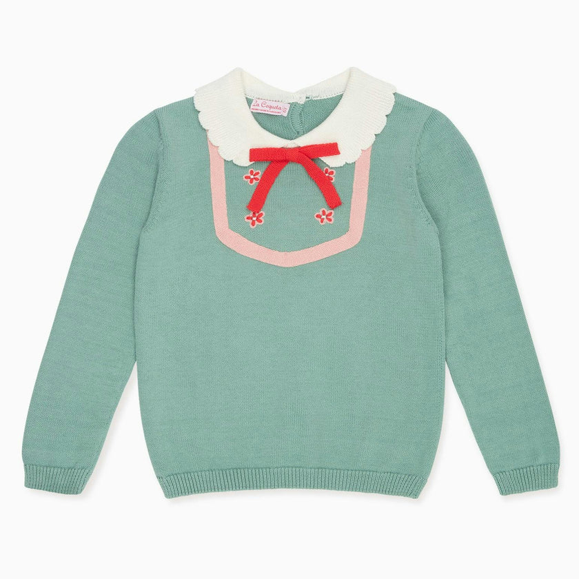 Sage Green Madena Cotton Girl Jumper