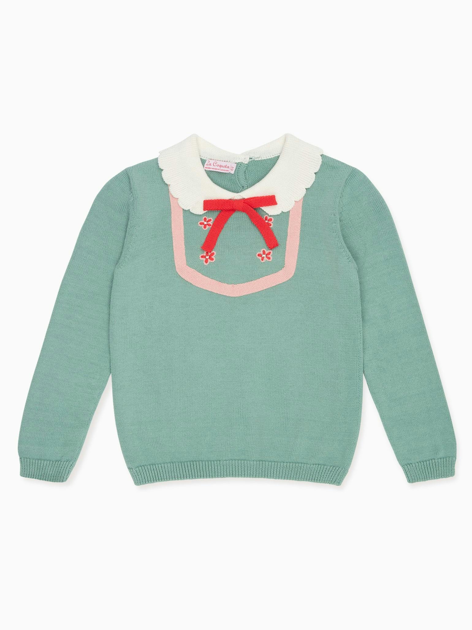 Sage Green Madena Cotton Girl Jumper