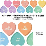 Peel & Stick Fabric Wall Stickers - Affirmation Candy Hearts Brights
