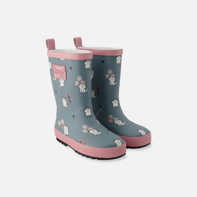 Rain Boots In Natural Rubber Green Print