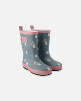 Rain Boots In Natural Rubber Green Print