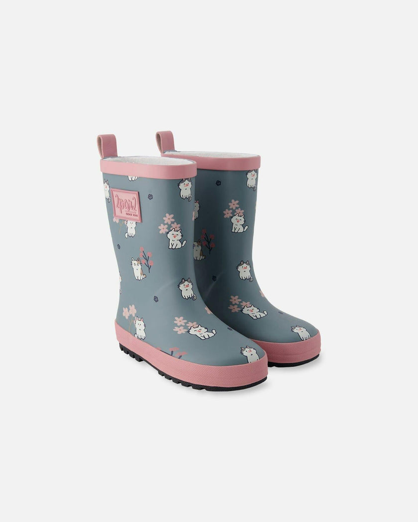 Rain Boots In Natural Rubber Green Print