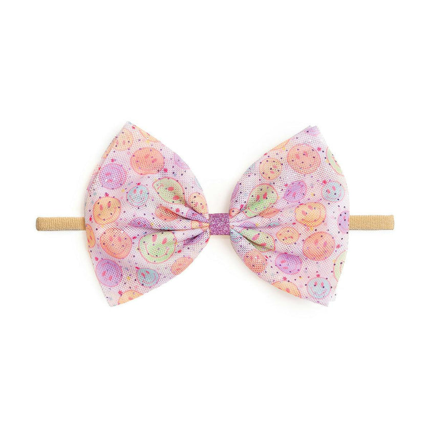 Smiley Face Tulle Bow Baby Headband