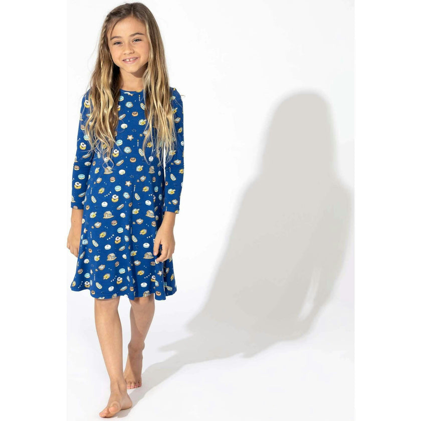 Hanukkah Cookies Bamboo Girls' Long Sleeve Dress