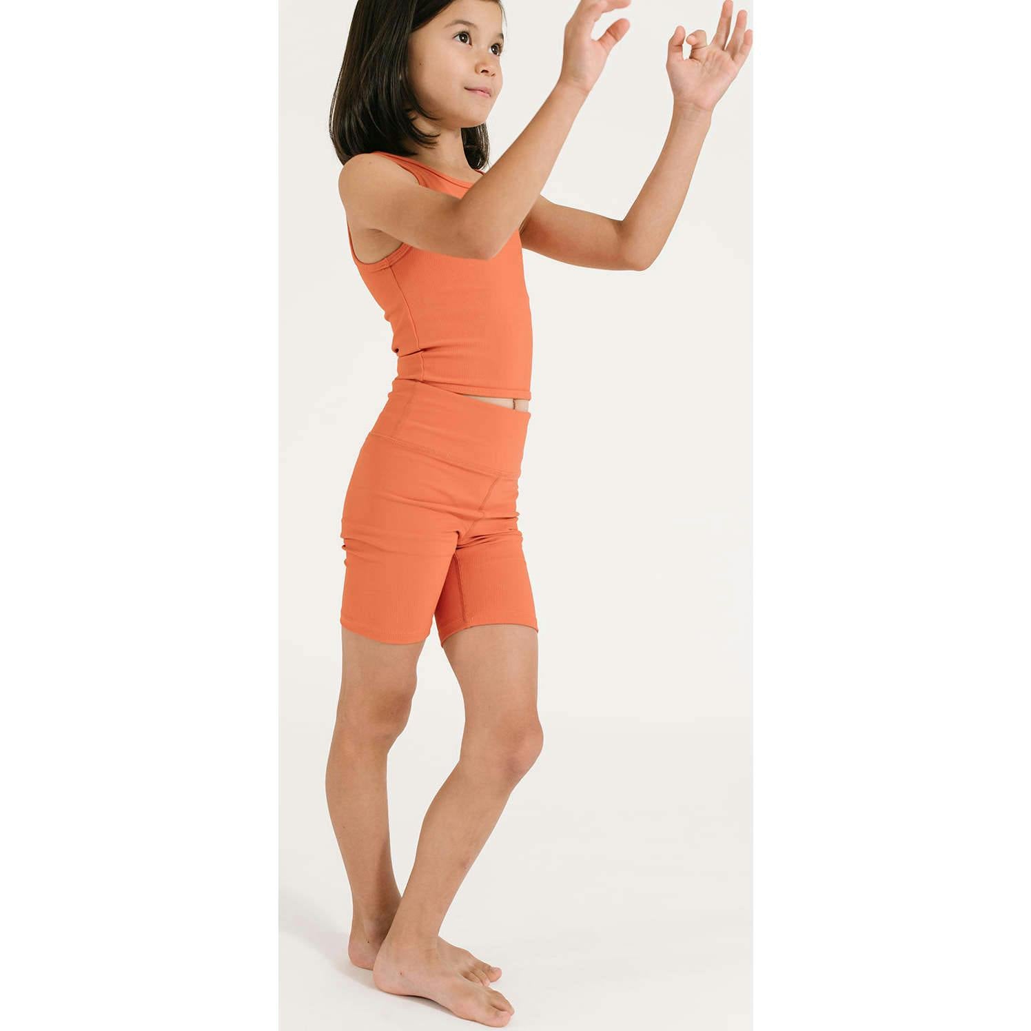 Ribbed Cycle Shorts, Orange