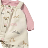 Newborn Girl Dungaree and T-Shirt Set